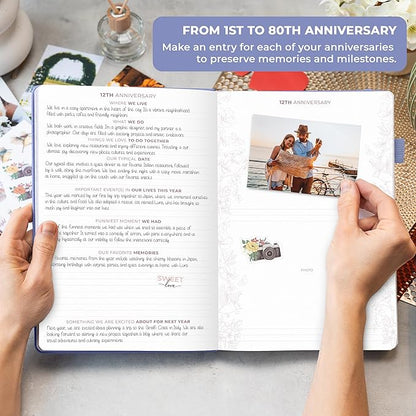 Clever Fox Anniversary Journal – Couple Memory Book & Photo Album with Writing Space – Wedding, Bridal Shower & Married Couple Gifts (Lavender)