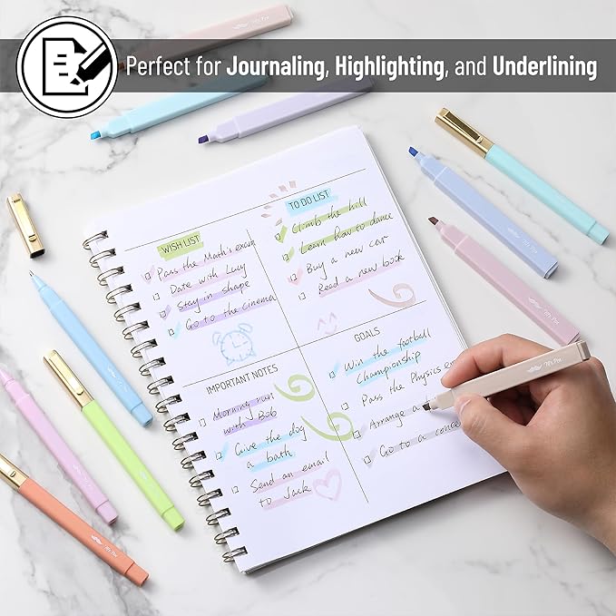 Mr. Pen- Aesthetic Highlighters and Pens, 16 Pack, Black Ink, Pastel Color Highlighters, No Bleed Bible Pens