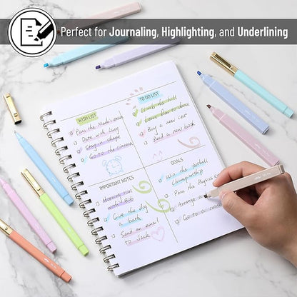 Mr. Pen- Aesthetic Highlighters and Pens, 16 Pack, Black Ink, Pastel Color Highlighters, No Bleed Bible Pens