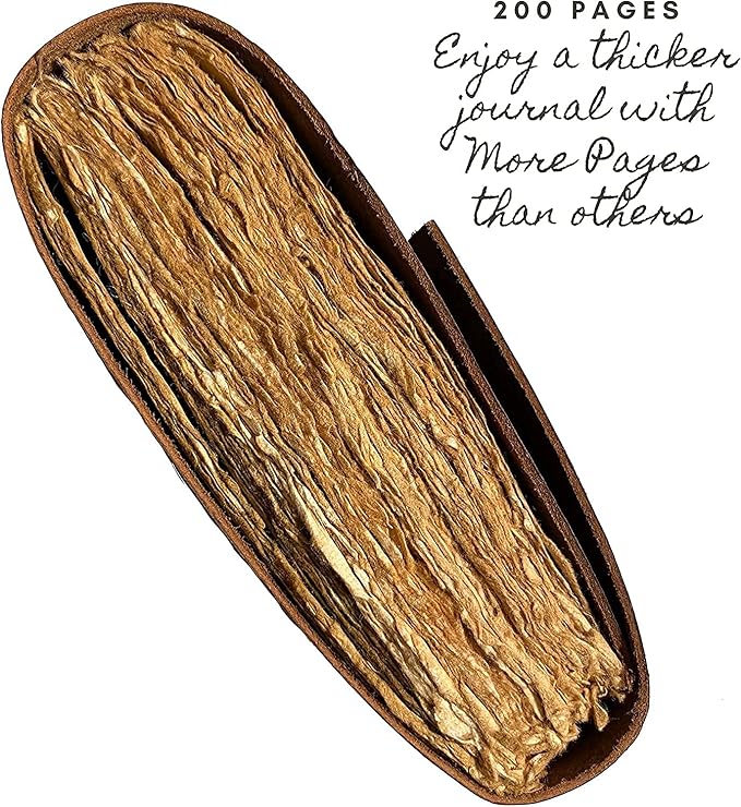 Vintage Leather Journal - 200 Pages Deckle Edge Rustic Paper - Unlined Pages Book of Shadows, Grimoire, Junk Notebook, Fantasy Medieval Gifts, Sketchbook, Antique Scrapbook (12"x9")