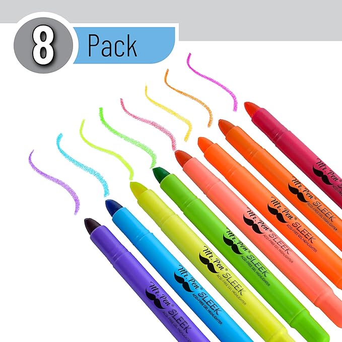 Mr. Pen- Gel Highlighters, Fluorescent Bible Highlighter, Pack of 12, No Bleed Highlighter, Dry Highlighter, Highlighters Assorted Color, Bible Journaling Supplies, Bible Markers for Tabs