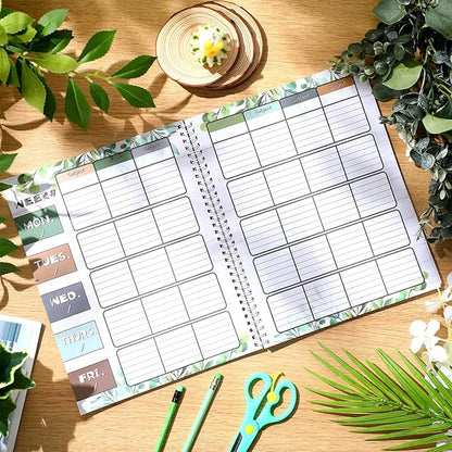 Eucalyptus Teacher Planner Undated Academic Year Teacher Lesson Planner Book Green Plants Daily Weekly Monthly Spiral Planner Checklist Organizer with Stickers for Classroom, 8.5'' x 11''