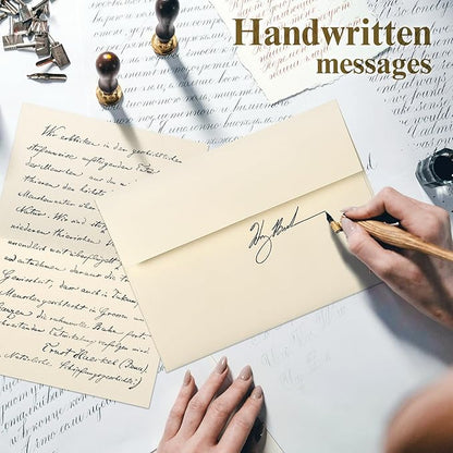 Cream Blank Cards and Envelopes, Goefun 5x7 Folded Ivory Cardstock and A7 Envelopes Self Seal 100 Pack for Wedding, Invitations, DIY Greeting Cardstock, Thank You Cards & All Occasion