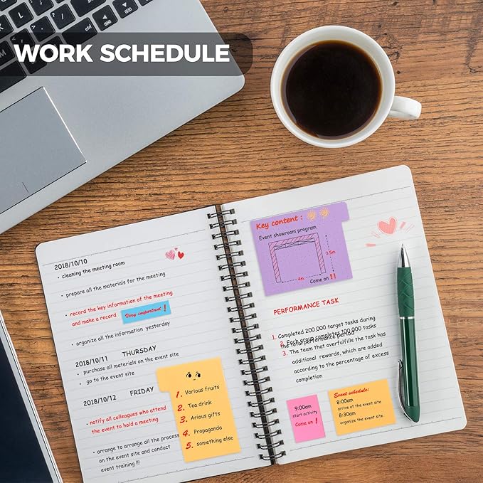 Sticky Notes Set, Post Self-Stick Notes Pads for Journaling Notebook Planner Study, Office Supplies College Essentials Back to School Supplies for High School Students Teen Girl Gifts Preppy Stuff