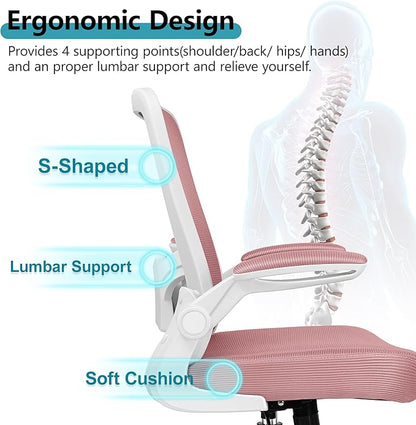 FelixKing Office Chair, Ergonomic Desk Chair Breathable Mesh Chair with Adjustable High Back Lumbar Support Flip-up Armrests, Executive Rolling Swivel Comfy Task Computer Chair for Home Office