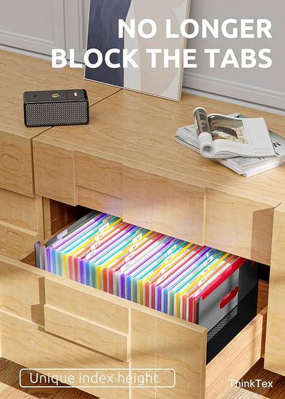 ThinkTex 26 Pockets Expanding File Folder, Upright & Coverless, A-Z Colorful Tabs, Larger Capacity Accordion Folder, Letter/A4 Size for School, Home and Office