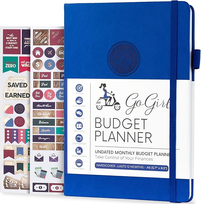 GoGirl Budget Planner – Monthly Financial Planner Organizer Budget Book. Expense Tracker Notebook Journal to Control Money, A5 (Royal Blue)