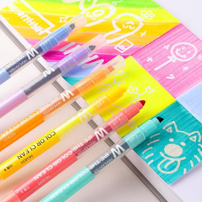Erasable Highlighters, Dual Tip 10 Colors Erasable Highlighter Pen Assorted Colors, Smooth Writing Book Journaling Highlighters Erasable, No Bleeding Highlighters for Bible Journal Planner
