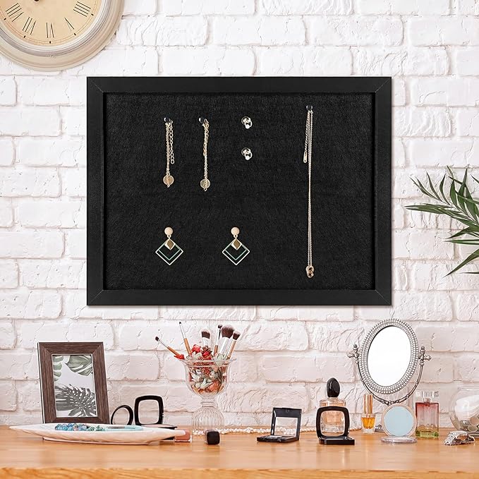 TORASO Cork Board Bulletin Board, 13" X 17" Cork Boards for Walls with Pins, Eye Bolts, gaskets, Screws, Pin Board for Office, School and Home (BK,33x43cm,1p)