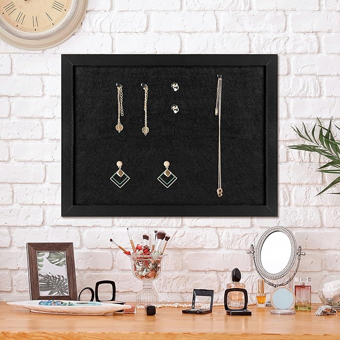 TORASO Cork Board Bulletin Board, Cork Boards for Walls with Pins, Eye Bolts, gaskets, Screws, Pin Board for Office, School and Home (All Black, 17“x23-2P)