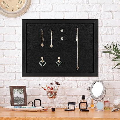 TORASO Cork Board Bulletin Board with Felt,Wood Framed Display Bulletin Board for Walls with Pins, Eye Bolts, gaskets, Screws, Pin Board for Office, School and Home(Black,1pc)