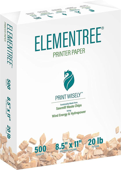 Elementree Printing Paper 8.5 x 11 White, 20 lb, Pallet, 75 Cartons, 375 Reams, 187500 Sheets of Recycled Printer Paper, Made in the USA (00918PAL)
