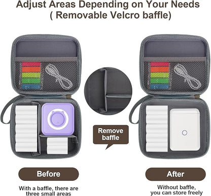 QYCHHJ Carrying Case for Phomemo T02/Memoking/HUIJUTCHEN Mini Sticker Printer, Portable Hard Travel Case for Label Maker, Thermal Printer Paper, Blue