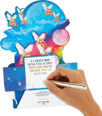 Hallmark Funny Pop Up Birthday Card for Him (Pizza Bear) Paper Wonder Shoebox 3D Card