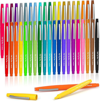 Lelix 40 Colors Felt Tip Pens, Medium Point Felt Pens, Assorted Colors Markers Pens For Journaling, Writing, Note Taking, Planner Coloring, Perfect as Art Office and School Supplies