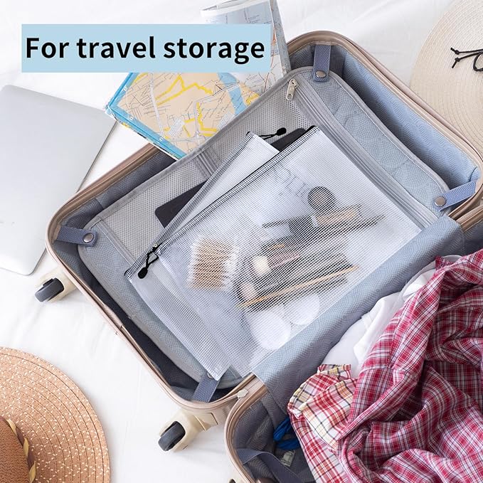 EOOUT 42pcs Mesh Zipper Pouch, Black Waterproof Zipper Bags for Organizing Storage, Letter Size/A4 Size Puzzle Bag, Zipper File Bags for Board Games and School Office Supplies