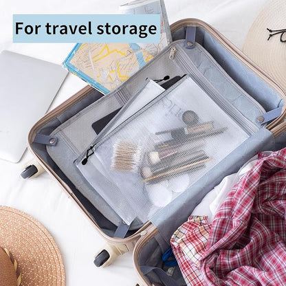 EOOUT 42pcs Mesh Zipper Pouch, Black Waterproof Zipper Bags for Organizing Storage, Letter Size/A4 Size Puzzle Bag, Zipper File Bags for Board Games and School Office Supplies