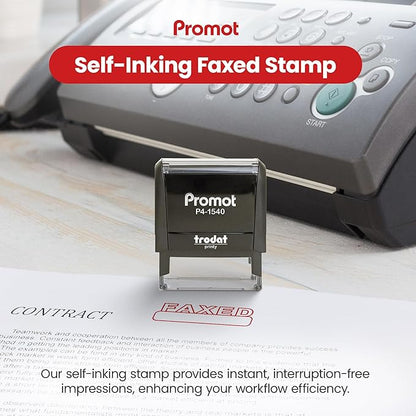Promot Faxed Self Inking Rubber Stamp - Refillable Faxed Stamper - Business, Bookkeeping, Ordering, Accounting, Work, Office Stamps - Red Ink