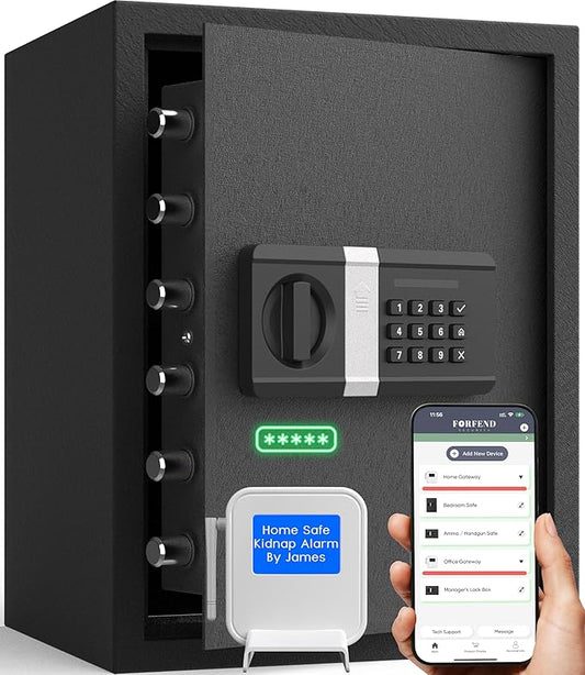 FORFEND Smart Home Safe | WiFi Safe Box App Lock/Alarm | Voice Command, Kidnap Alarm, Tamper Detect, Frozen Mode, Sub Account| Digital Safe Anti Theft