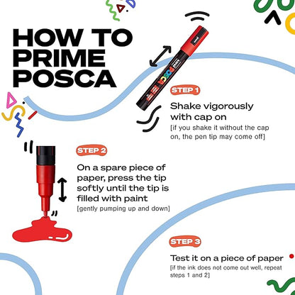 Posca Markers Set, 8 Medium Paint Markers 5M – Metallic Tones – Gold, Silver, Bronze, Metallic Blue, Metallic Green, Metallic Red, Metallic Pink, Metallic Violet