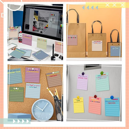 Yinder 24 Pcs Team Sticky Notes Team Appreciation Gifts Bulk Employee Coworker Inspirational Sticky Notes Pad Appreciation Gifts for Teacher Nurse Office Supplies 3 x 3''(Morandi Color,Appreciation)