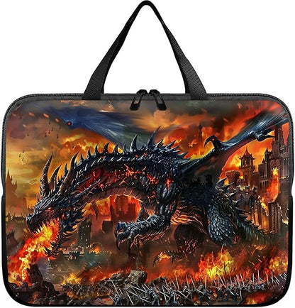 Universal Tablet Laptop Sleeve Case 10 inch, Fire Fierce Dragon Slim Carrying Case Durable Handbag Travel Laptop Bag for 7 to 10-inch Laptops/Notebook/Kids Tablet/ipad/eBook Readers