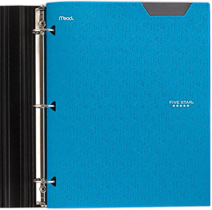 Five Star 2-Pocket Folder, Plastic Folder with Stay-Put Tabs, Fits 3 Ring Binder, Holds 8-1/2" x 11" Paper, Blue (333420H-ECM)
