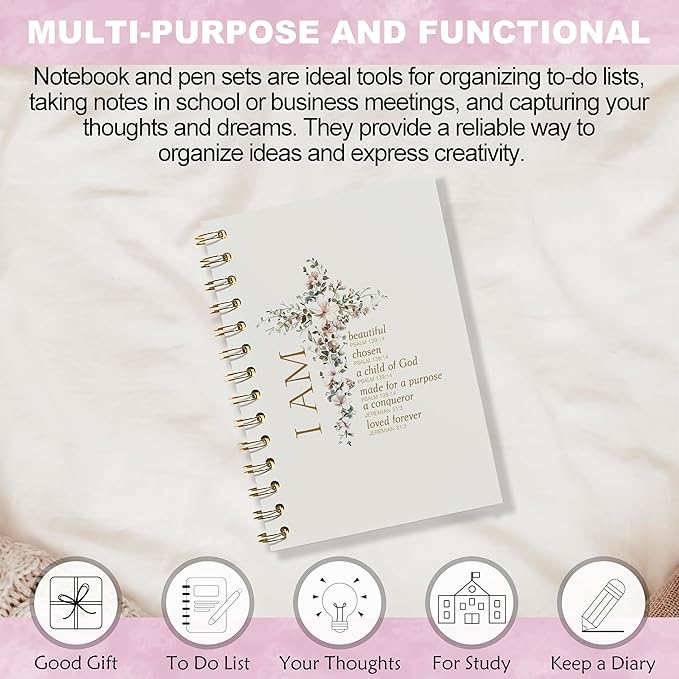 Inspirational Notebook - Christian Gifts, Daily Prayer Journal, Prayer Notebook, Spiral Bible Notebook, Christian Gifts Journal, Daily Prayer Journal, Christian Notebook for Women, 5.5x8.3 Inches