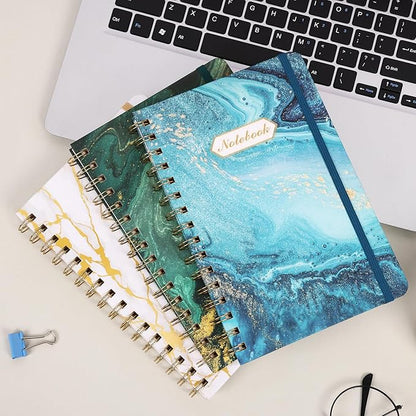 LABUK 3 Pack A5 Aesthetic Spiral Notebooks, Hardcover, College Ruled, 5.6 x 8.4 Inches 160 Pages, Suitable for Office and School Supplies
