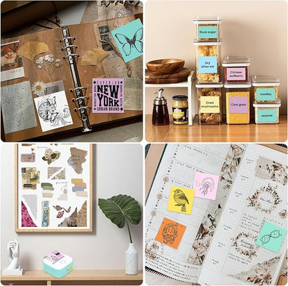 14 Rolls 53mmx28mm Thermal Printer Paper, Mini Colorful Self-adhesive Label Printer Paper for Phomemo Memoking Mini Printer, Small Printer T02/M02, Study Notes, Journal Photos (Multicolor)