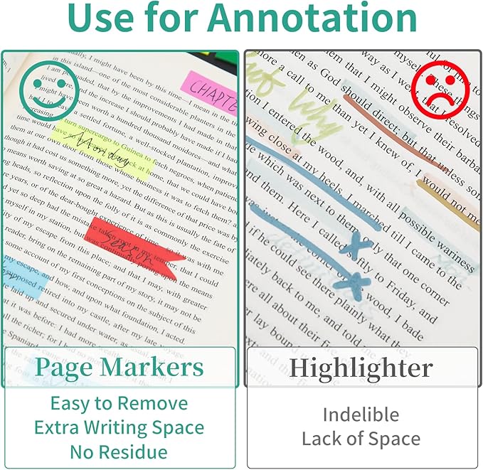 KICNIC Page Markers Sticky Index Tabs 750 Pcs, Arrow Flag Tabs Self Adhesive, Sticky Notes for Page Marking and Highlighting [3 Designs, 10 Colors] Writable, Repositionable