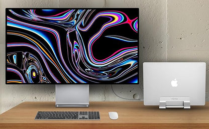 Aluminum Dual Vertical Laptop Stand Dock Holder, Supports 2 Devices, Adjustable Slot Width 15-36mm, Space-Saving Upright Storage for MacBook and Laptops