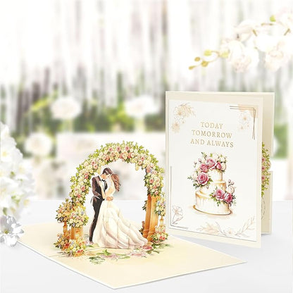 Handmade 3D Wedding Pop Up Card - Perfect Wedding Card for Bride and Groom, Ideal Valentine’s Day for Girlfriend, Husband, Wife, Boyfriend, Bride, Groom