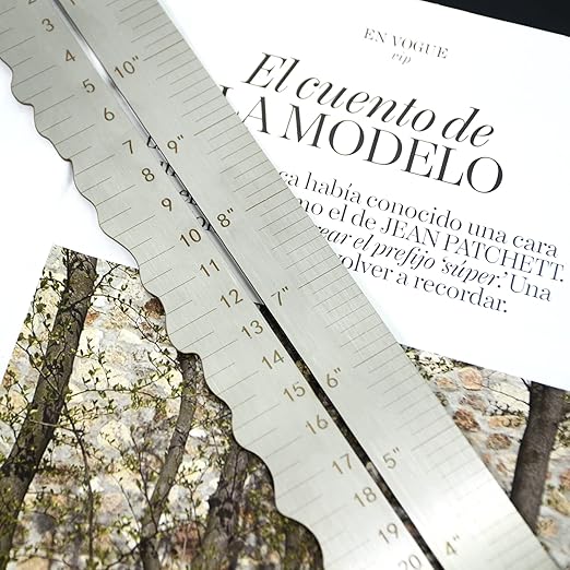 3PCS Stainless Steel Metal Paper Tearing Ruler Craft Ruler for Cutting Paper to Wavy Line Jagged and Irregular Edges 12'' Measuring Tool for Engineering School Office Architect and Drawing