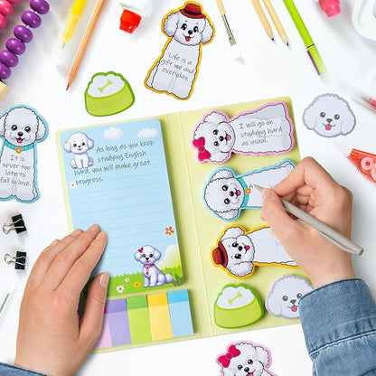 I Just Really Like Bichon Frise Sticky Notes Set, 550 Sheets, Cute Bichon Frise Self-Stick Note Pads Animal Divider Tabs Bundle Writing Memo Pads Page Marker Back to School Office Supplies Gift