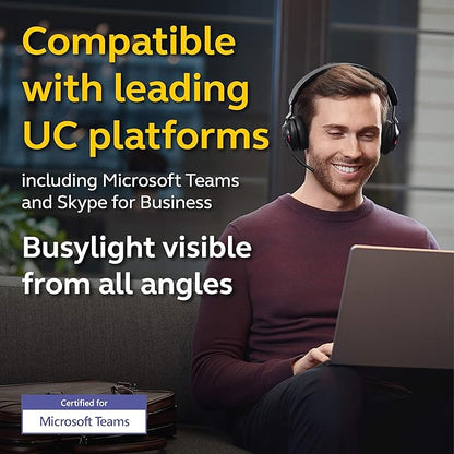 Jabra Evolve2 65 MS Wireless Headphones with Link380c, Stereo, Black – Wireless Bluetooth Headset for Calls and Music, 37 Hours of Battery Life, Passive Noise Cancelling Headphones