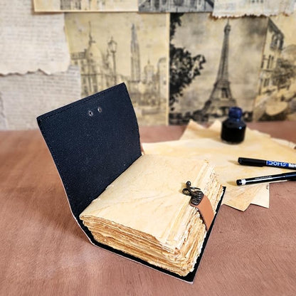 Large Sailing Ship Leather Journal Dairy Notebook Sketchbook | 200 Deckle Papers | C-Shape Lock for Closure (10*7 inch)