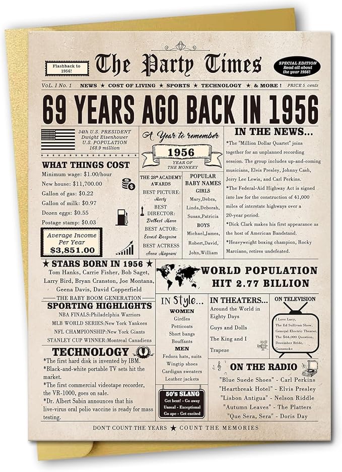 Ziwenhu Cheers to 69th Birthday Card for Women Men,Funny 69th Birthday Gifts Decorations for Grandma Grandpa or Mom Dad,Good Gift for Turning 69 Years Old