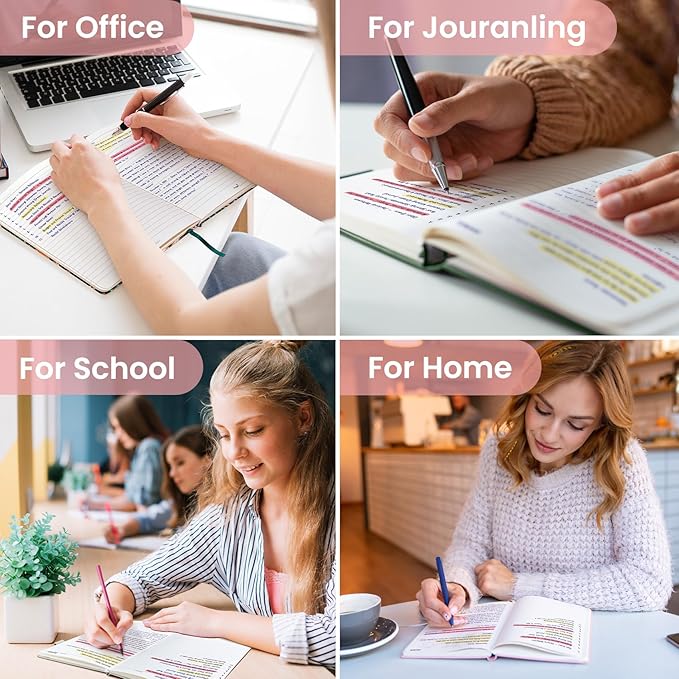 Lined Journal Notebook for Women & Men, Hardcover Leather Journal for writing, A5 College Ruled Notebook for Work & Note Taking, Perfect for Office School Home Supplies, 160 Pages, Pink