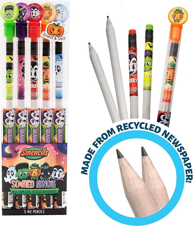 Scentco Halloween Smencils (2 Pack) - HB #2 Scented Pencils, 5 Count, Gifts for Kids, School Supplies, Classroom Rewards