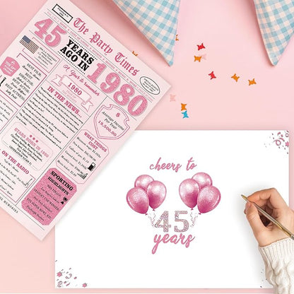 45th Birthday Gifts for Women，45th Birthday Decorations for Women，45 Bday Card，45 Year Old Bday Gifts for Mom Wife Sister Family Friends Bestie Coworker