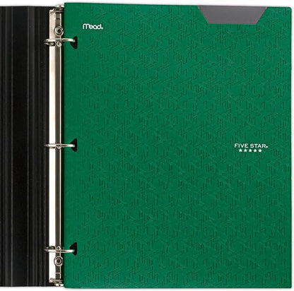 Five Star 2-Pocket Folder, Plastic Folder with Stay-Put Tabs, Fits 3 Ring Binder, Holds 8-1/2" x 11" Paper, Green (333420E-ECM)