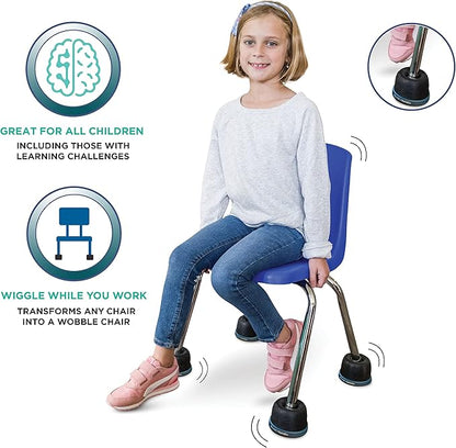 Bouncyband Wiggle Wobble Chair Feet, 10-Pack – Transform a Standard School Chair into a Wobble Chair – Chair Feet for Classroom Help Improve Concentration and Calm Children Aged 3+