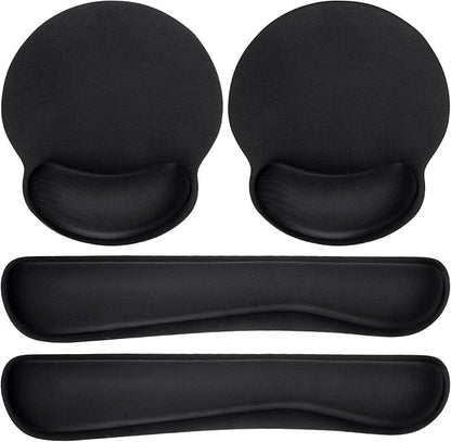 Yunsailing 4 Pcs Ergonomic Mouse Pad and Keyboard with Wrist Support Set Soft Smooth Gel Rest Comfortable Memory Foam for Easy Typing Gaming Computer Laptop Office Home