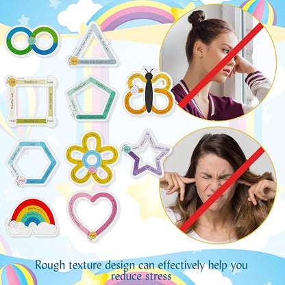 80 Pcs Anxiety Sensory Stickers with Inspirational Quotes Calm Textured Strips Relief Mental Health Stickers School Office Adhesive Sensory Tape Anti Stress Toys for Adults Teens (Lovely)