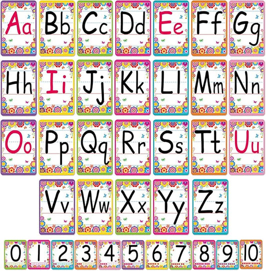 Bulletin Board Letters - ABC Alphabet Poster Classroom Decorating Set Toddler English Poster Kindergarten Elementary Classroom Nursery Home Wall Decoration（Colorful flowers）