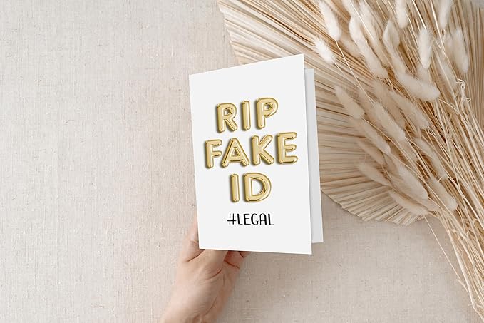 Funny 21st Birthday Card for Him or Her - Happy Birthday Card for 21 Year Old Daughter Son Niece Nephew Sister or Friend - Humorous Twenty One Gift Ideas - RIP Fake ID Card for Best Friend or Coworker