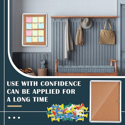 2 Pieces Enclosed Bulletin Board 26 x 20 Inch Lockable Notice Board Case Aluminum Framed Waterproof Noticeboards Cabinet with Mounting Screws for Office School Classroom Wall Display