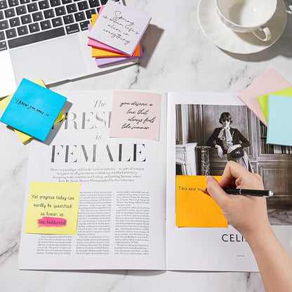 (18 Pads) Sticky Notes 3x3 inch, Self-Stick Pads Bright Colors Sticky Note, Recyclable, Easy to Post for Home, Office, Notebook