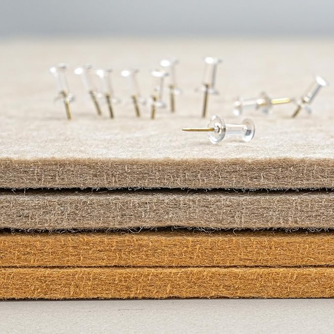 Large Bulletin Board - 60 x 36 Inches, Decorative Felt Pin Board for Wall - 5' x 3' Foldable Photo Display Board with Self-Adhesive Tape, Includes 20 Push Pins - Beige Brown